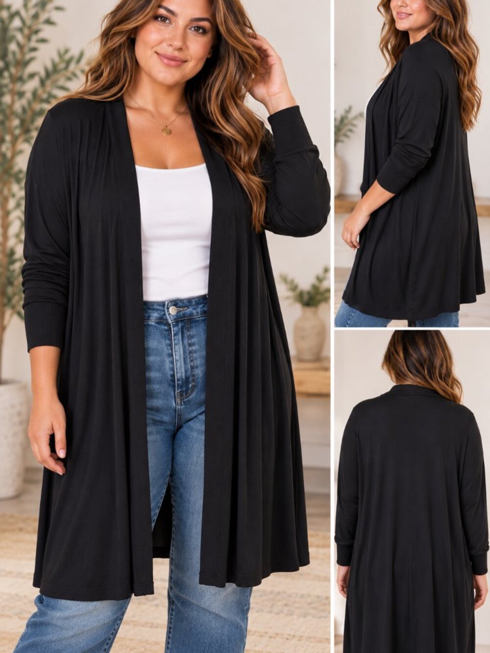 Torrid Super Soft Longline Cardigan Black Plus SZ 2 18/20 Open Front Boho Casual